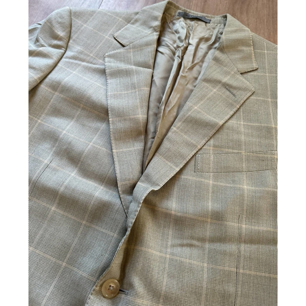 Ermenegildo Zegna green told windowpane jacket US 42 L EU 52 L